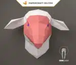 Papercraft de cabeza de oveja en origami, vista 2