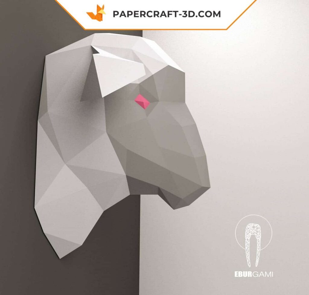Papercraft de cabeça de ovelha em origami