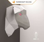 Papercraft eines Schafkopfes in Origami 3D