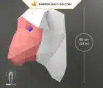 Papercraft de cabeza de oveja en origami, vista 5