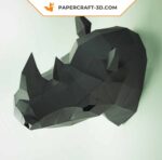 Papercraft tête de rhinocéros murale en origami 3D