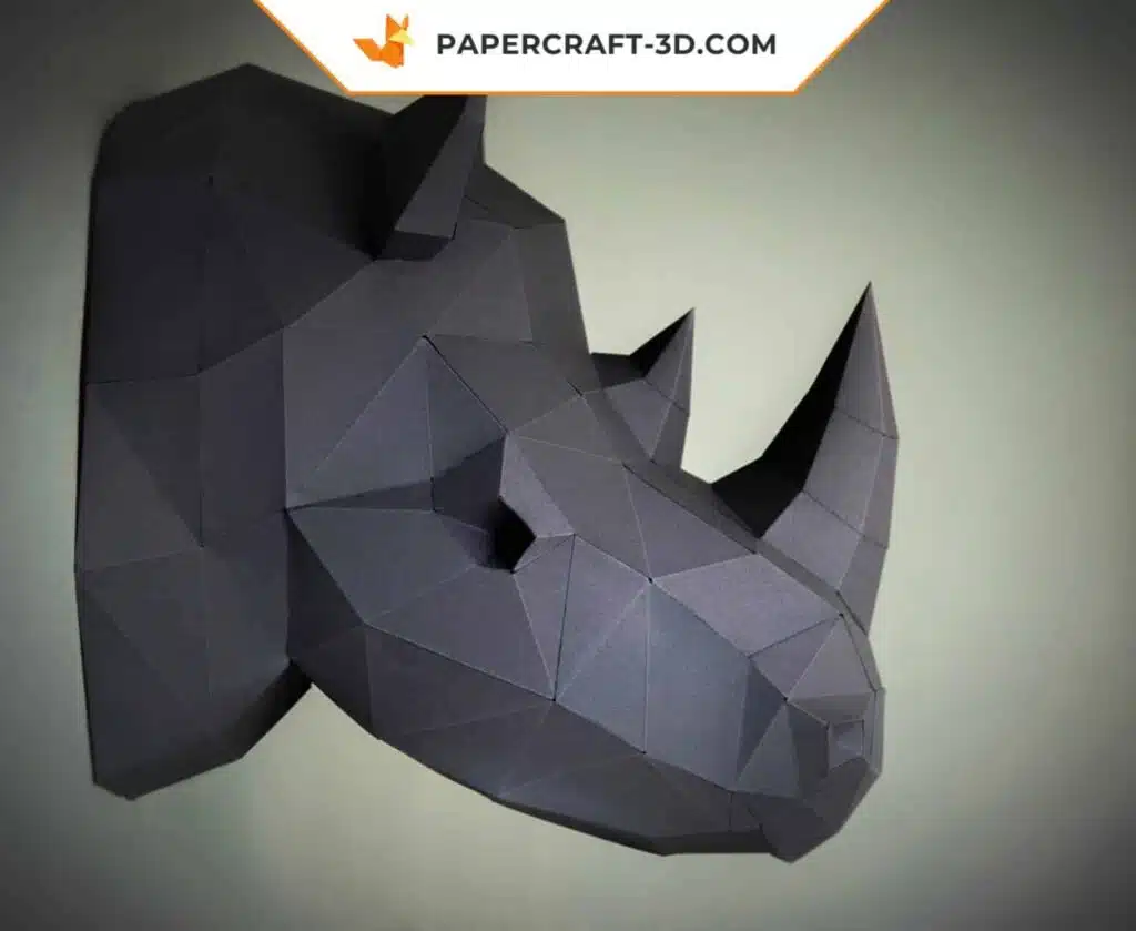 Papercraft Tête de Rhino origami papier 3D à télécharger, weergave 3