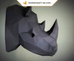 Papercraft tête de rhinocéros murale en origami 3D