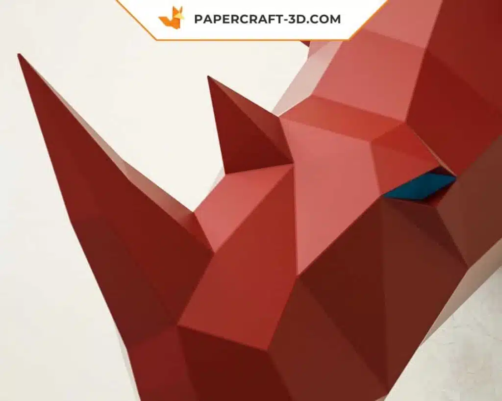 3D Origami Papercraft Rhinoceros Head