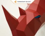 Papercraft rhino head in 3D origami