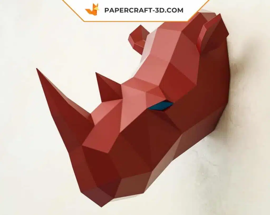 3D Origami Papercraft Rhinoceros Head