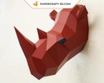 Papercraft rhino head in 3D origami