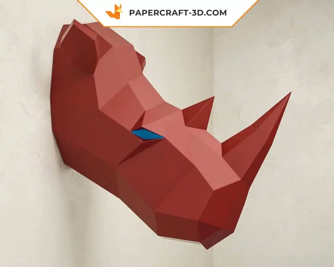 Papercraft tête de rhinocéros en origami papier 3D
