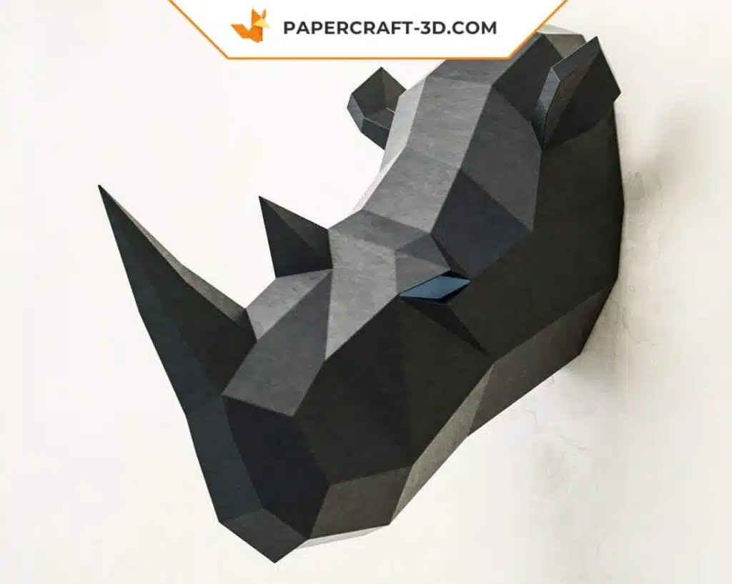 3D Origami Papercraft Rhinoceros Head