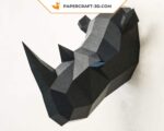 Papercraft rhino head in 3D origami