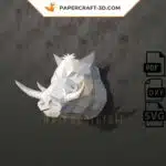Papercraft tête de sanglier en origami papier 3D, vue 4