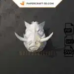 Papercraft tête de sanglier en origami papier 3D, vue 7