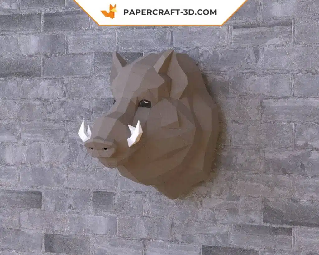 Papercraft cabeza de jabalí en origami