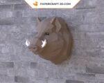 Papercraft wild boar head in origami