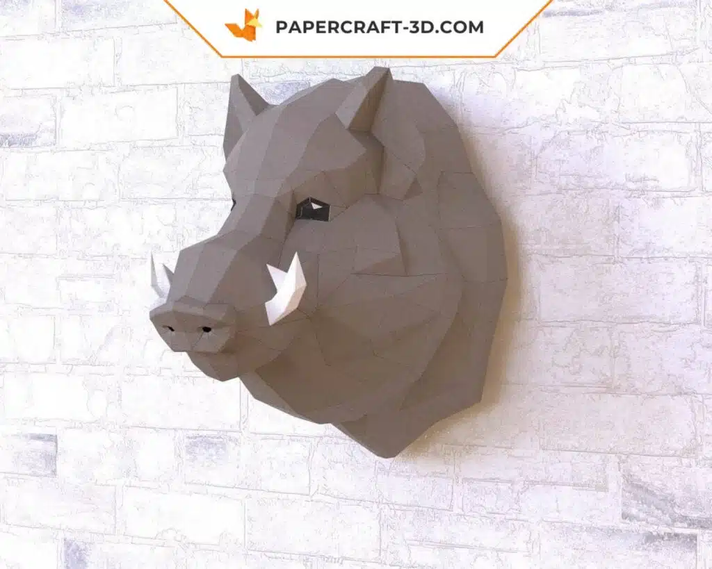 Papercraft cabeza de jabalí en origami