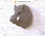 Papercraft wild boar head in origami