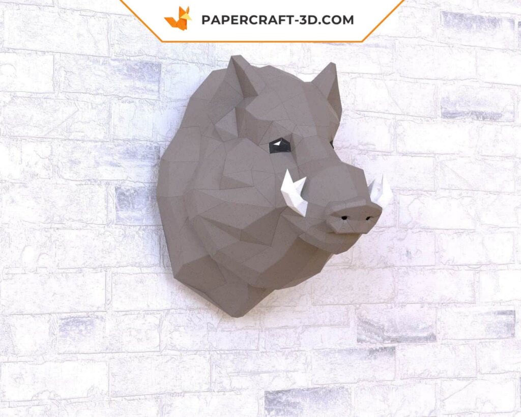 Papercraft testa di cinghiale in origami