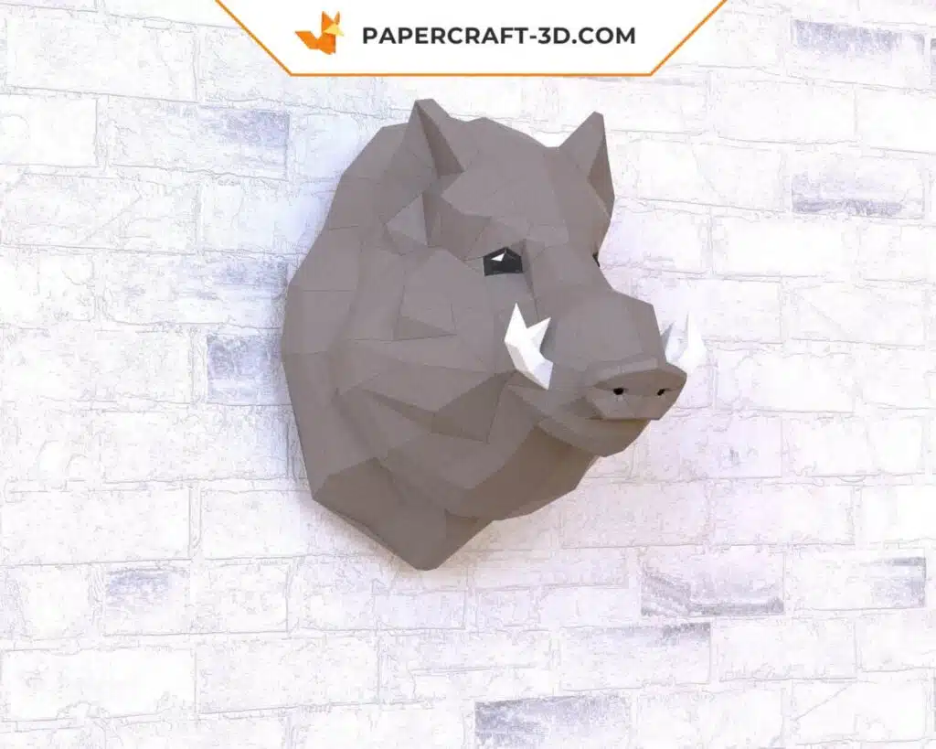 Papercraft cabeza de jabalí en origami