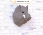 Papercraft wild boar head in origami