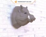 Papercraft wild boar head in origami
