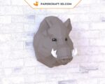 Papercraft wild boar head in origami