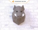 Papercraft wild boar head in origami