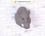 Papercraft wild boar head in origami