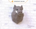 Papercraft wild boar head in origami
