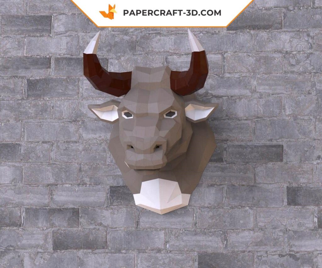 Papercraft cabeza de toro en origami