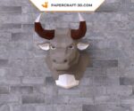 Papercraft bull head in origami