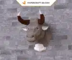 Papercraft testa di toro marrone in origami