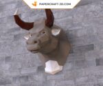 Papercraft bull head in origami
