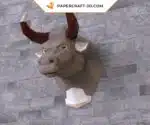 Papercraft testa di toro marrone in origami, vista 5
