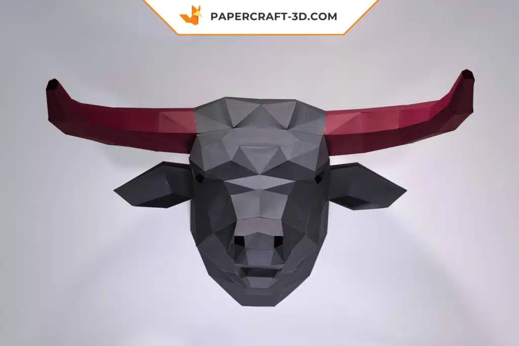 Papercraft Tête de Taureau en origami papier 3D à télécharger, weergave 3