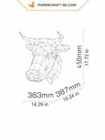 Papercraft bull head in 3D origami