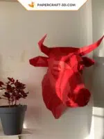 Papercraft tête de taureau en origami papier 3D DIY, weergave 5