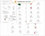 Papercraft tête de taureau en origami papier 3D DIY, weergave 6