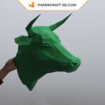 Papercraft bull head in 3D origami