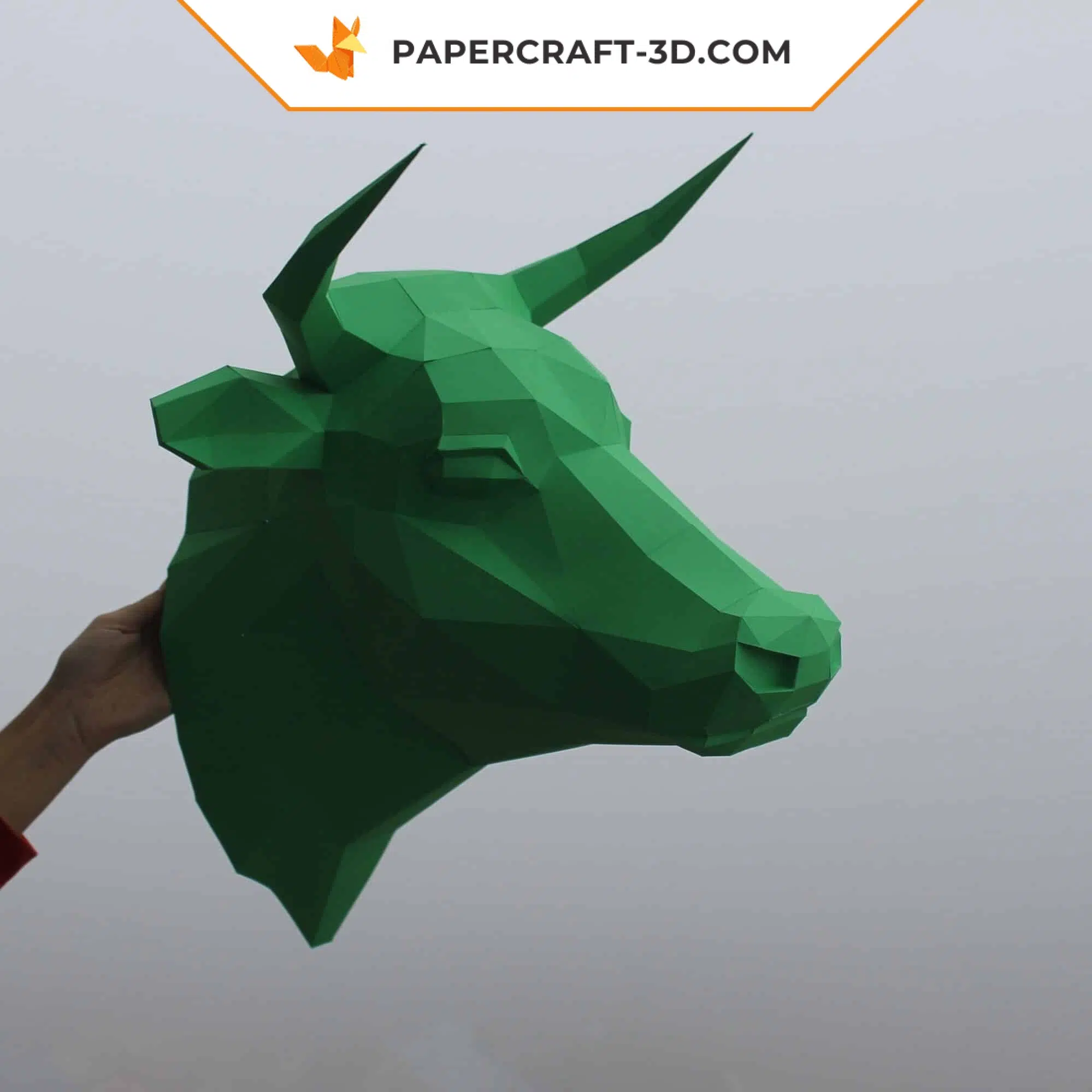 Papercraft tête de taureau en origami papier 3D DIY, weergave 8
