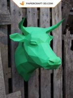 Papercraft bull head in 3D origami