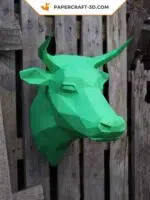 Papercraft tête de taureau en origami papier 3D DIY, weergave 10