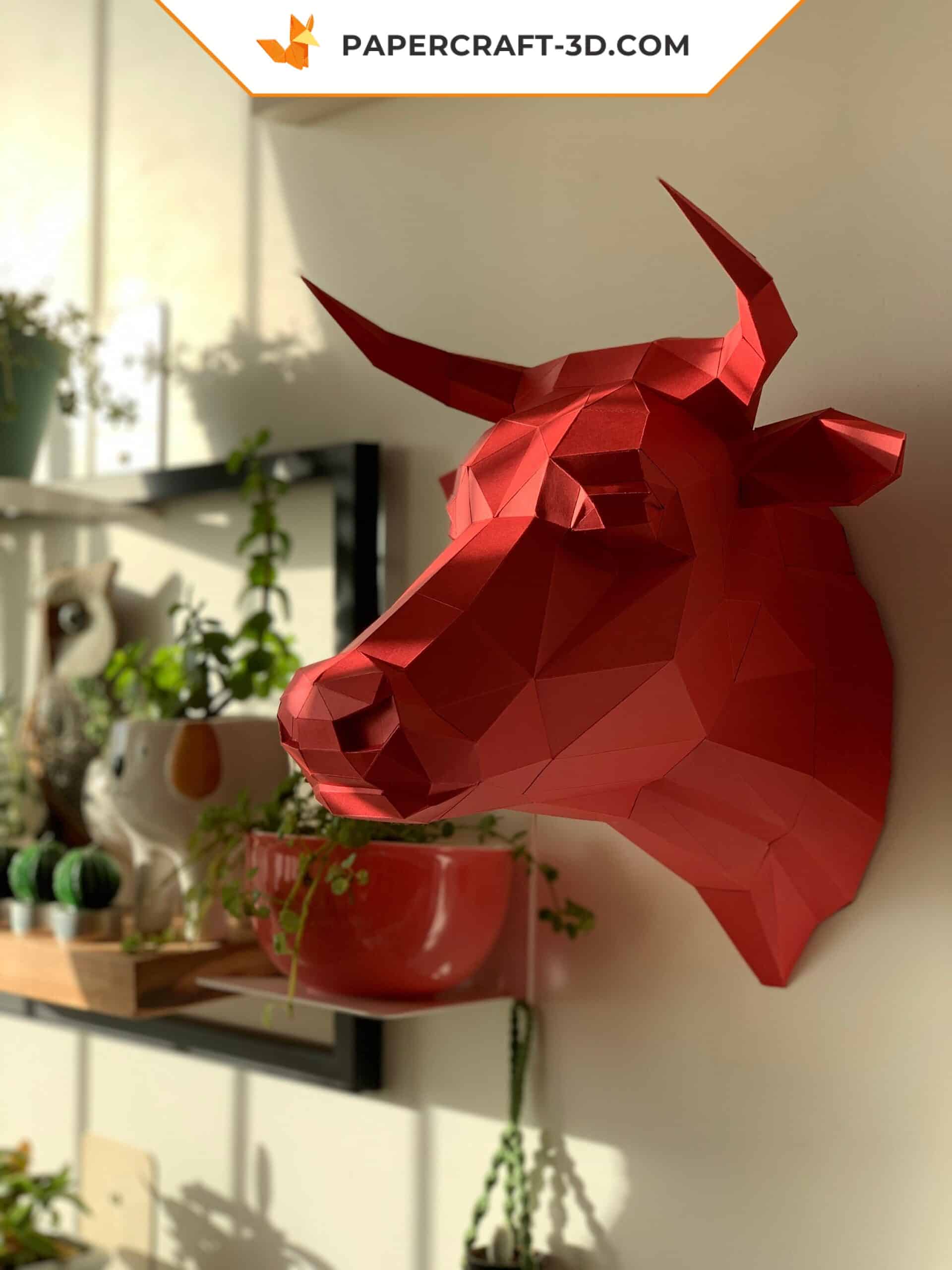 Papercraft bull head in 3D origami Papercraft bull head in 3D origami