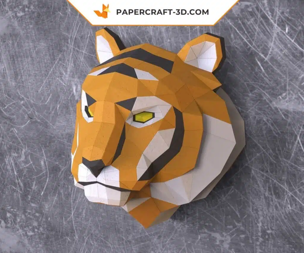 Papercraft Tigerkopf als 3D-Origami