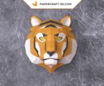 Papercraft tiger head in 3D origami