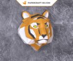Papercraft tiger head in 3D origami