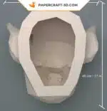 Papercraft testa di maiale murale in origami, vista 3