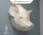 Papercraft testa di maiale murale in origami, vista 2