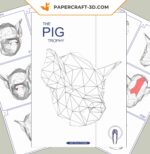 Papercraft Schweinekopf Wand in Origami