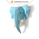 Papercraft elephant head in origami
