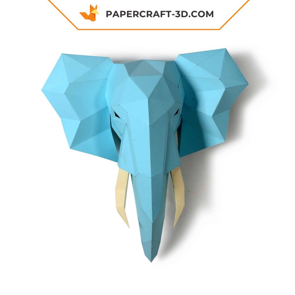 Papercraft cabeza de elefante en origami